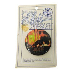 Elvis Presley At Graceland Pin Back Vintage 1996 Button Badge Memorabilia EPE